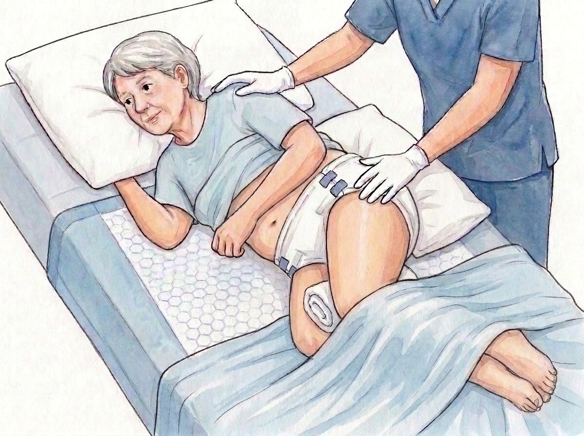 3. Toalla enrollada entre las rodillas, almohada en la espalda