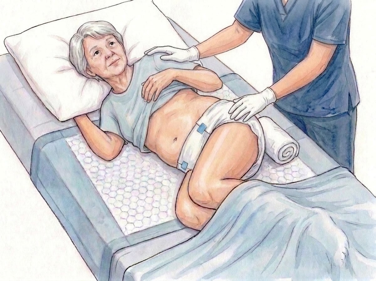 7. Girar suavemente boca arriba, por encima de la mitad enrollada