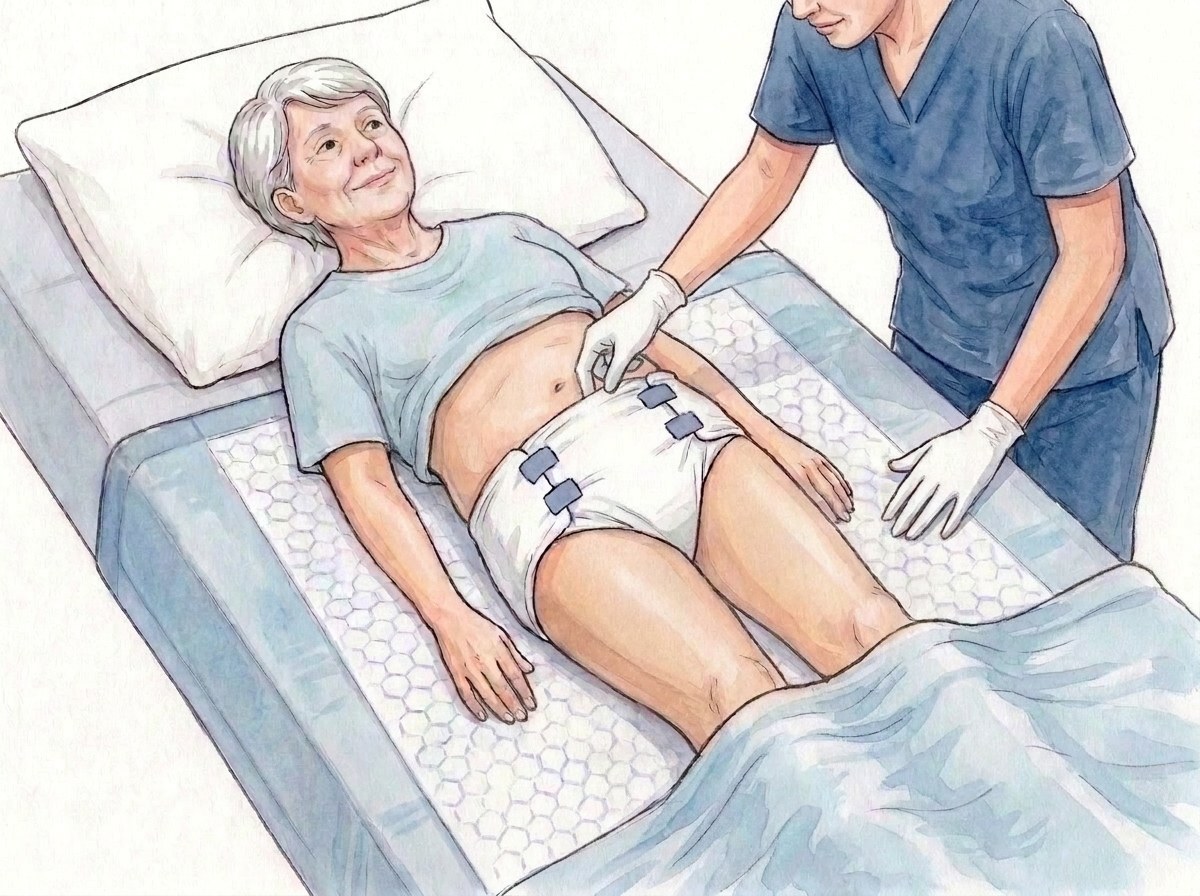 11. Centrar, ajustar, dos dedos en la cintura, mirar la piel